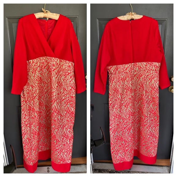 Vintage Red & Gold Lame Maxi Dress - Picture 4 of 7